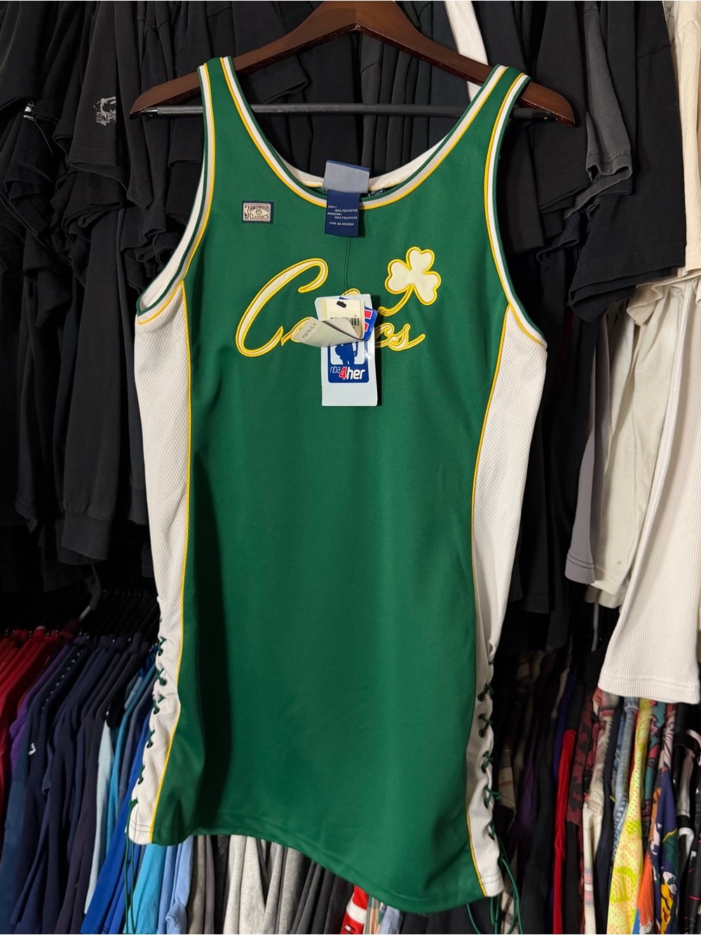 Hardwood Classics Boston Celtics Jersey Dress Womens XL Green Vintage NWT NBA